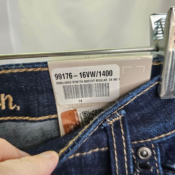 Harley-Davidson Boot Cut Embellished Mid Rise Jeans Size 14 - Picture 7 of 12